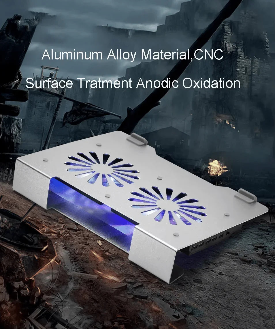 iDock Ergonomic Aluminum Alloy Gaming Laptop Cooler Laptop Cooling Pad with 2 Quiet Fans Support Up to 17.3 Inch Heavy Notebook - iDock Laptopstand