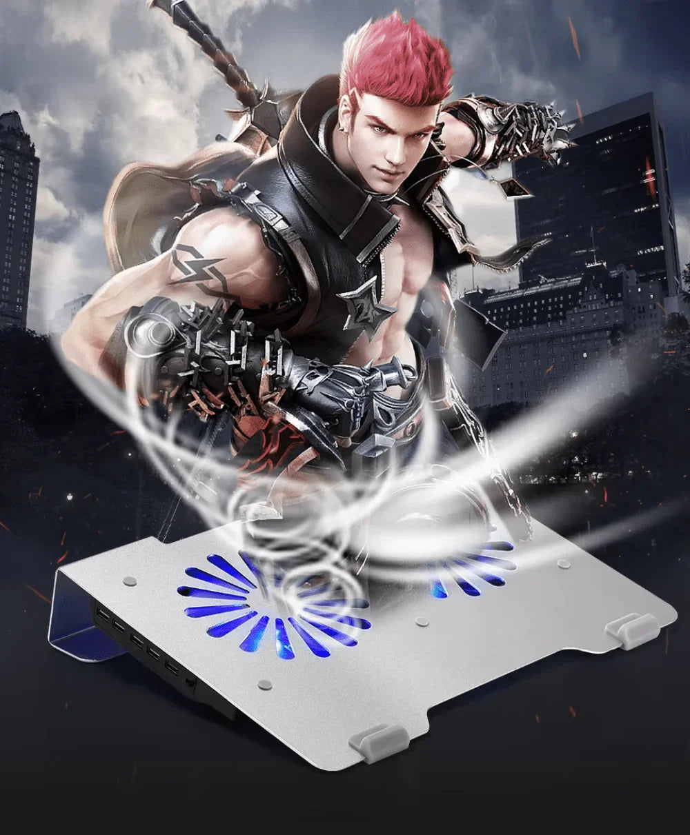 iDock Ergonomic Aluminum Alloy Gaming Laptop Cooler Laptop Cooling Pad with 2 Quiet Fans Support Up to 17.3 Inch Heavy Notebook - iDock Laptopstand