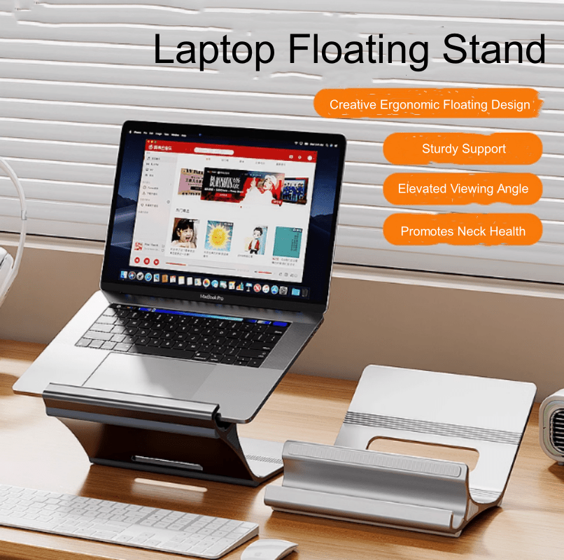 iDock Ergonomic Aluminum Alloy Laptop Floating Stand Support 13 - 17.3 Inch Laptops Adjustable Height Notebook Floating Holder - iDock Laptopstand
