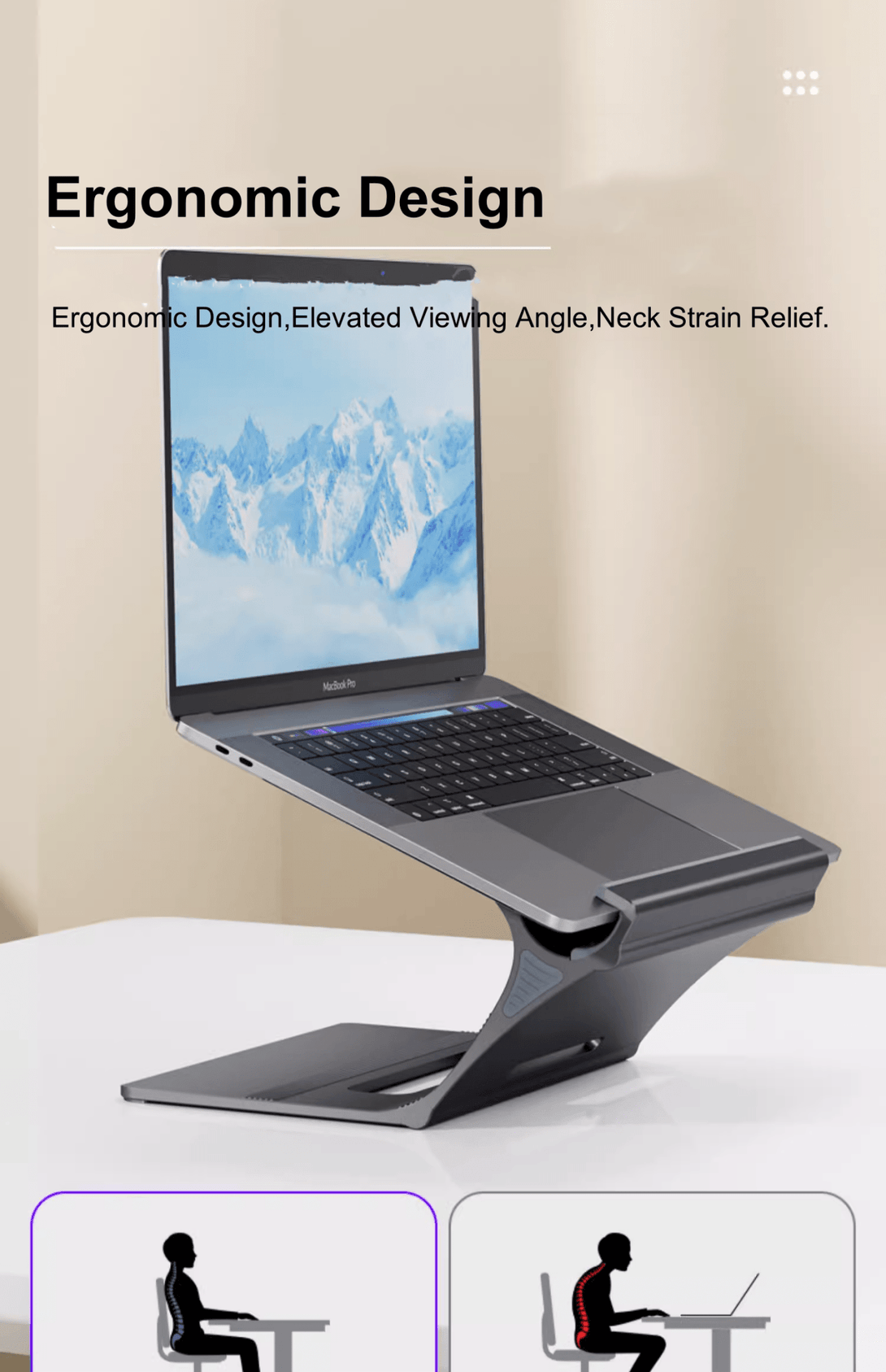 iDock Ergonomic Aluminum Alloy Laptop Floating Stand Support 13 - 17.3 Inch Laptops Adjustable Height Notebook Floating Holder - iDock Laptopstand
