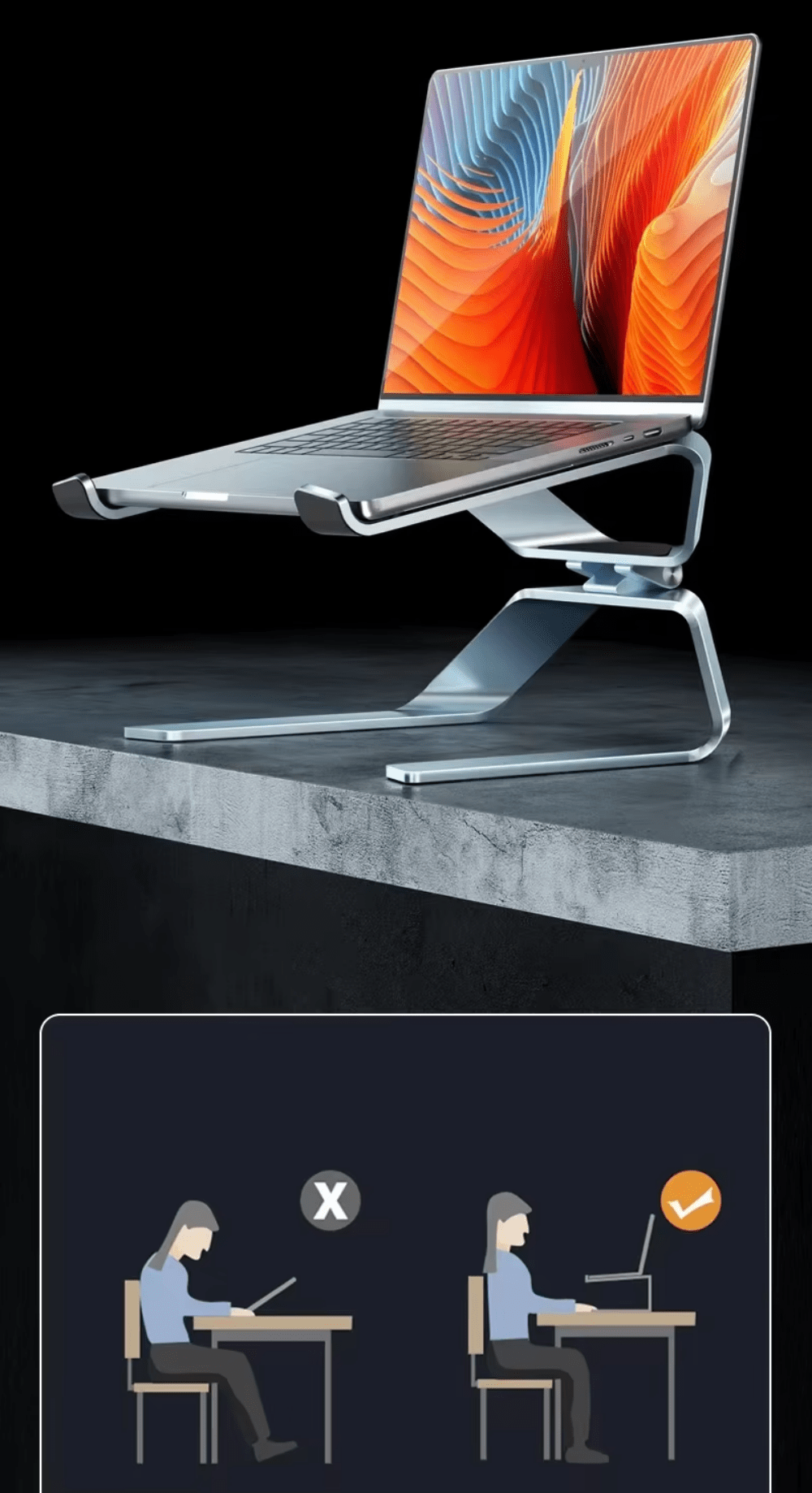 iDock Ergonomic Aluminum Angle Adjustable Detachable Laptop Riser Notebook Holder Stand Elevator for Desk - iDock Laptopstand