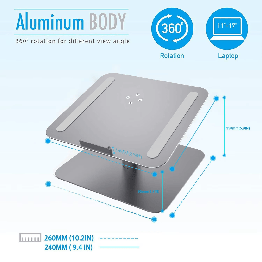 iDock Ergonomic Aluminum Angle Height Adjustable Detachable 360 Degree Swivel Laptop Stand - iDock Laptopstand