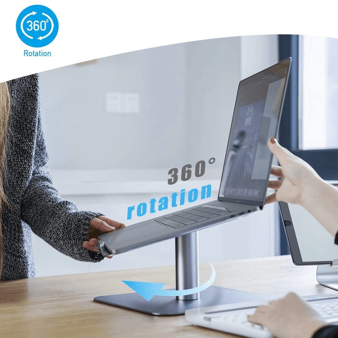 iDock Ergonomic Aluminum Angle Height Adjustable Detachable 360 Degree Swivel Laptop Stand - iDock Laptopstand