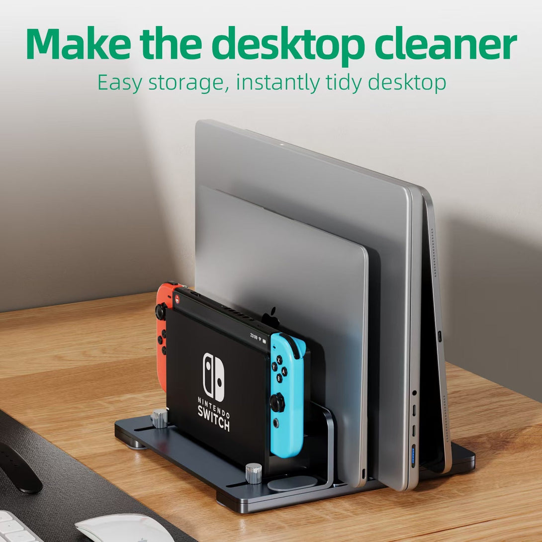 iDock Ergonomic Aluminum Width Adjustable Desk Vertical Laptop Mount Stand for Macbook iPad Tablet - iDock Laptopstand