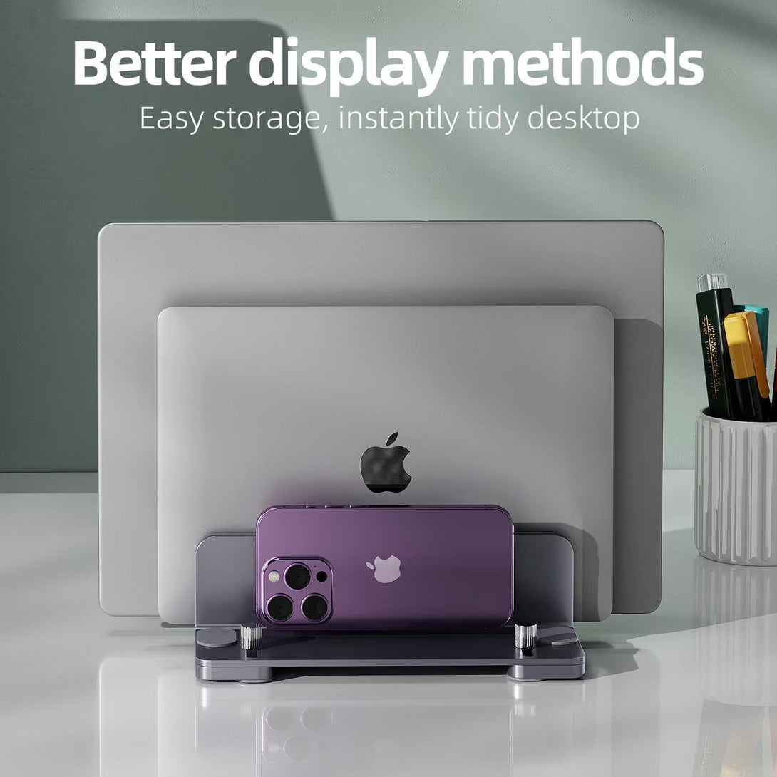 iDock Ergonomic Aluminum Width Adjustable Desk Vertical Laptop Mount Stand for Macbook iPad Tablet - iDock Laptopstand