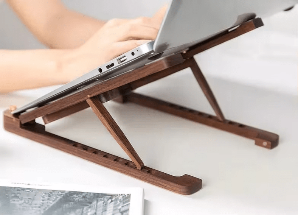 iDock Ergonomic Foldable Wood Laptop Riser Adjustable Portable Wooden Notebook Holder Laptop Stand - iDock Laptopstand