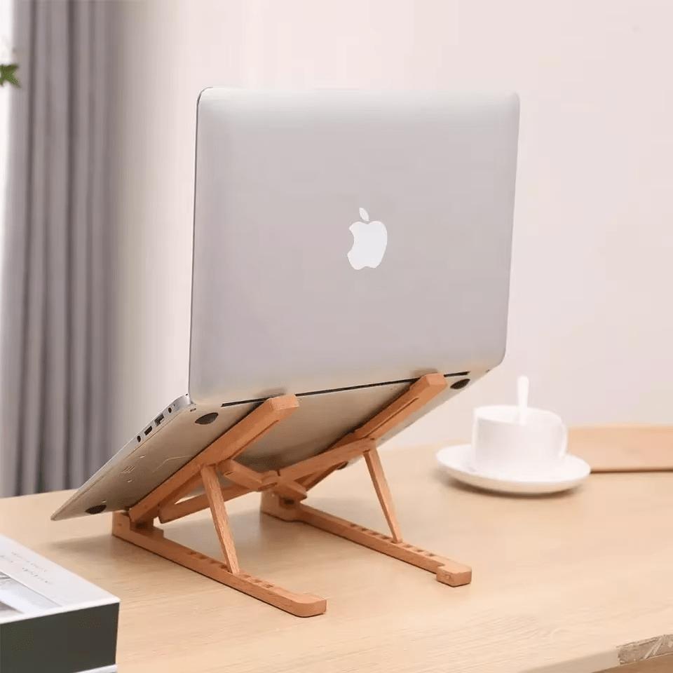 iDock Ergonomic Foldable Wood Laptop Riser Adjustable Portable Wooden Notebook Holder Laptop Stand - iDock Laptopstand