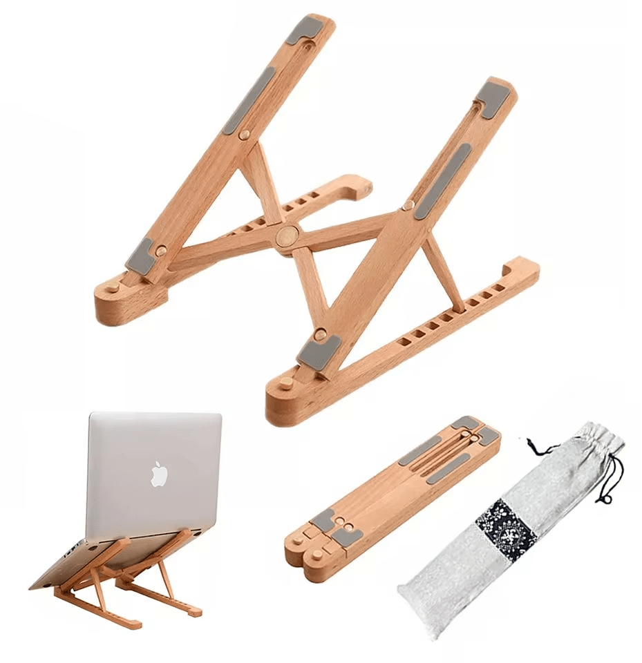 iDock Ergonomic Foldable Wood Laptop Riser Adjustable Portable Wooden Notebook Holder Laptop Stand - iDock Laptopstand