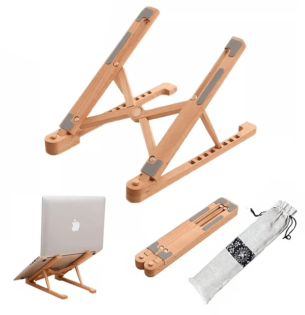 iDock Ergonomic Foldable Wood Laptop Riser Adjustable Portable Wooden Notebook Holder Laptop Stand - iDock Laptopstand