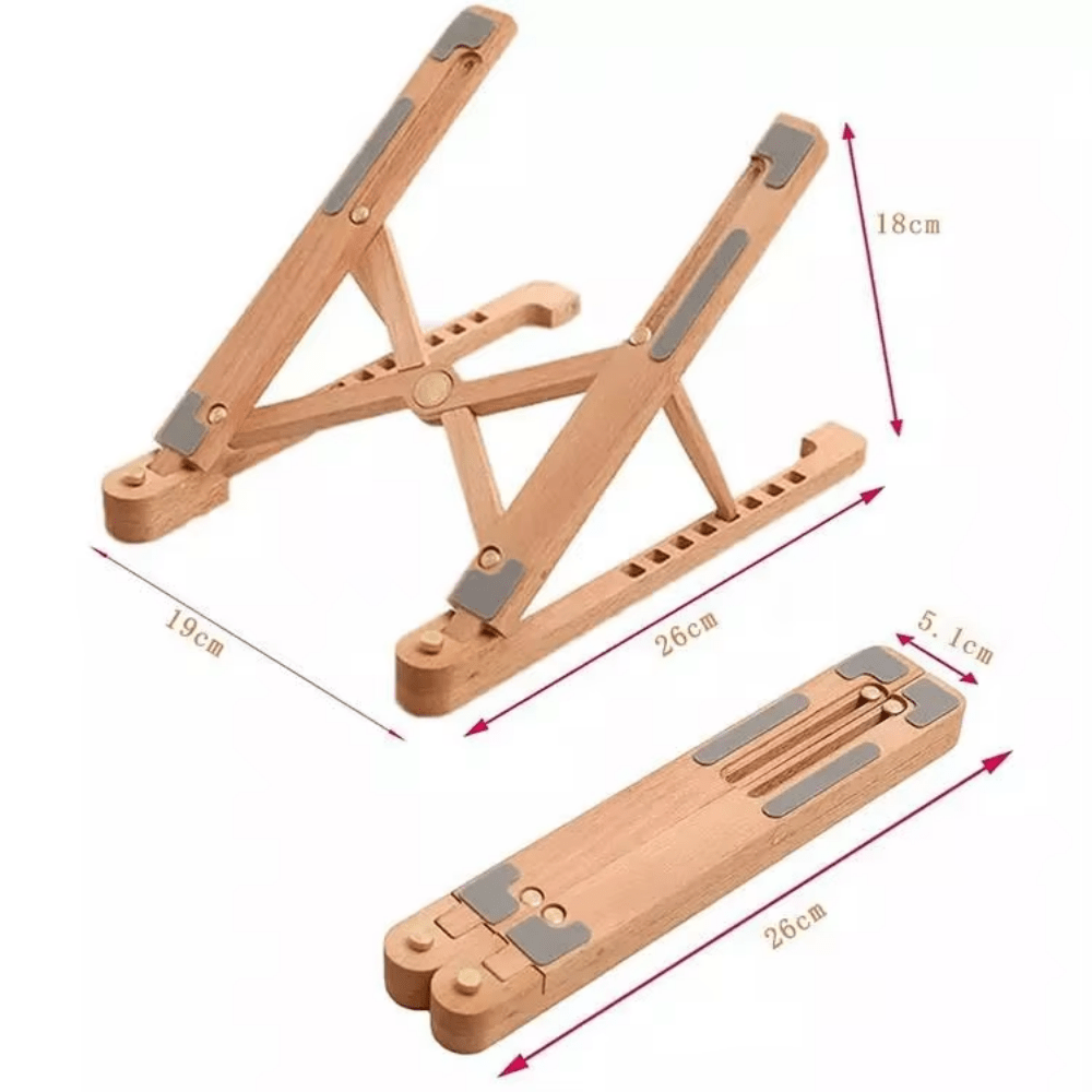 iDock Ergonomic Foldable Wood Laptop Riser Adjustable Portable Wooden Notebook Holder Laptop Stand - iDock Laptopstand