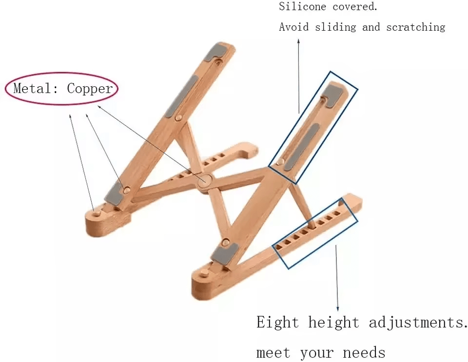 iDock Ergonomic Foldable Wood Laptop Riser Adjustable Portable Wooden Notebook Holder Laptop Stand - iDock Laptopstand