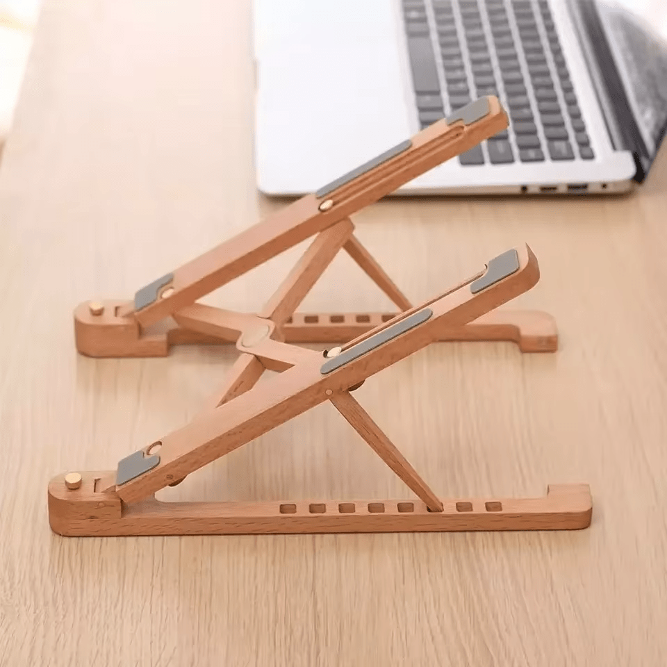 iDock Ergonomic Foldable Wood Laptop Riser Adjustable Portable Wooden Notebook Holder Laptop Stand - iDock Laptopstand