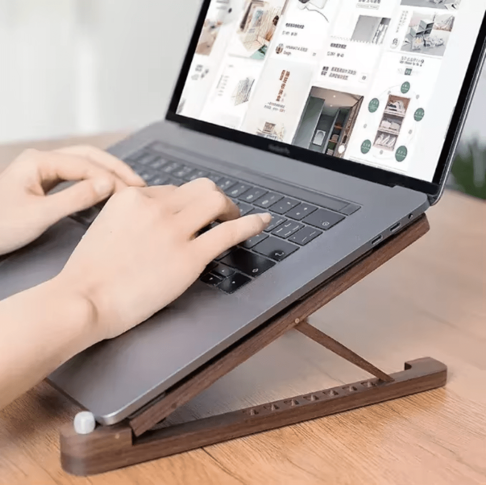 iDock Ergonomic Foldable Wood Laptop Riser Adjustable Portable Wooden Notebook Holder Laptop Stand - iDock Laptopstand