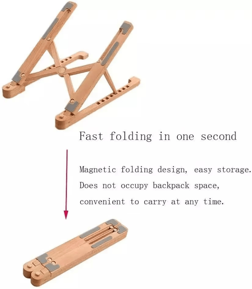 iDock Ergonomic Foldable Wood Laptop Riser Adjustable Portable Wooden Notebook Holder Laptop Stand - iDock Laptopstand