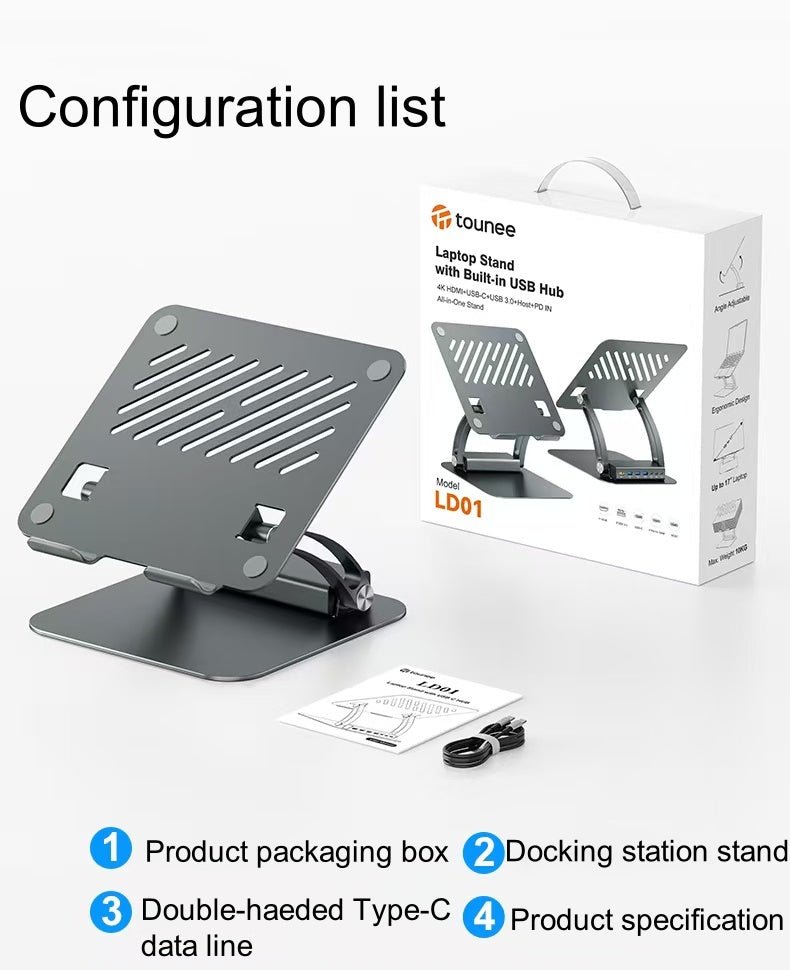 iDock Ergonomic Folding Adjustable Height Notebook Holder Laptop Stand with Docking Station - iDock Laptopstand