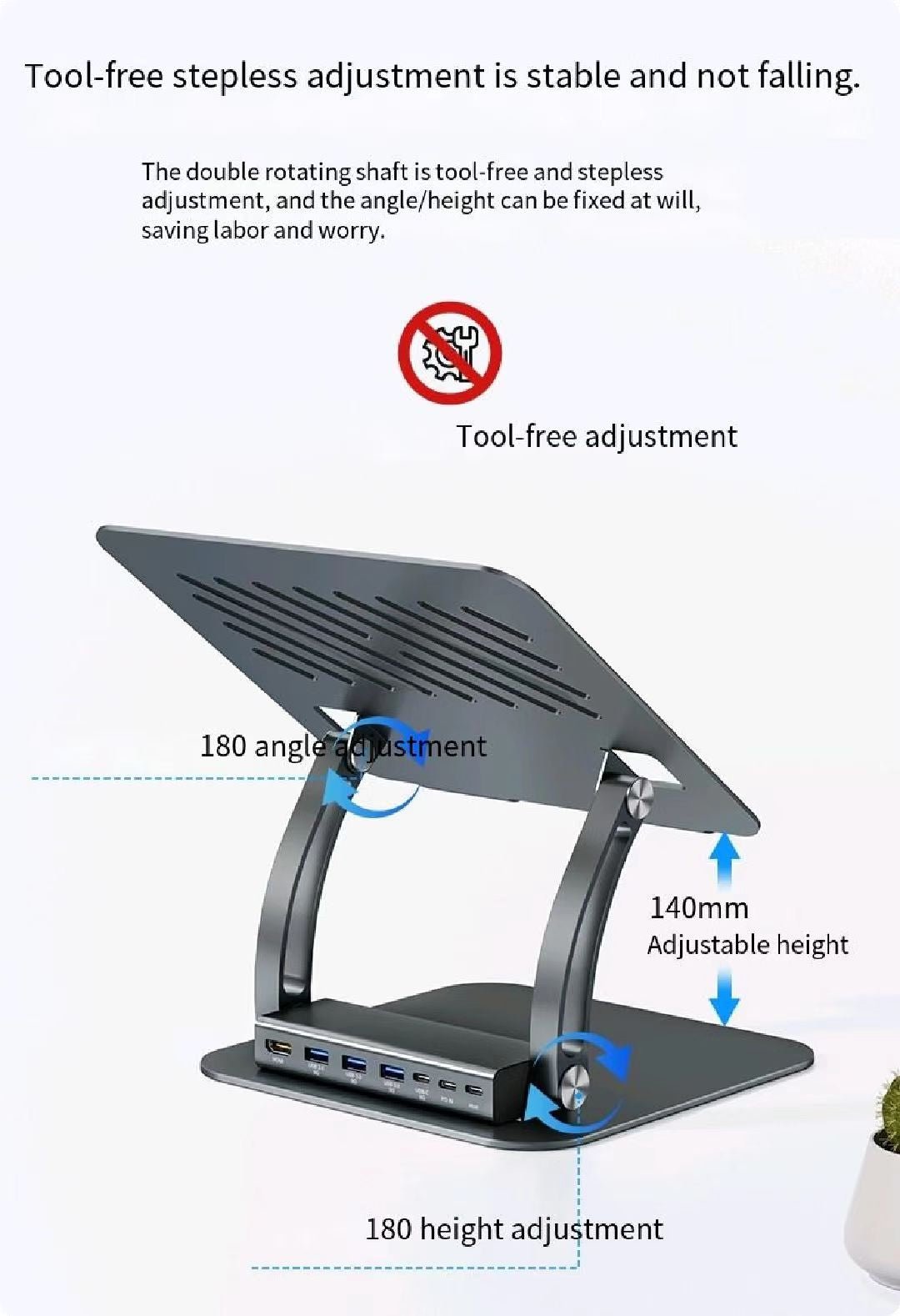 iDock Ergonomic Folding Adjustable Height Notebook Holder Laptop Stand with Docking Station - iDock Laptopstand