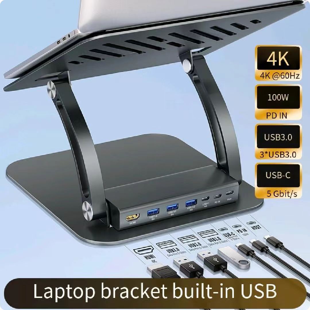 iDock Ergonomic Folding Adjustable Height Notebook Holder Laptop Stand with Docking Station - iDock Laptopstand