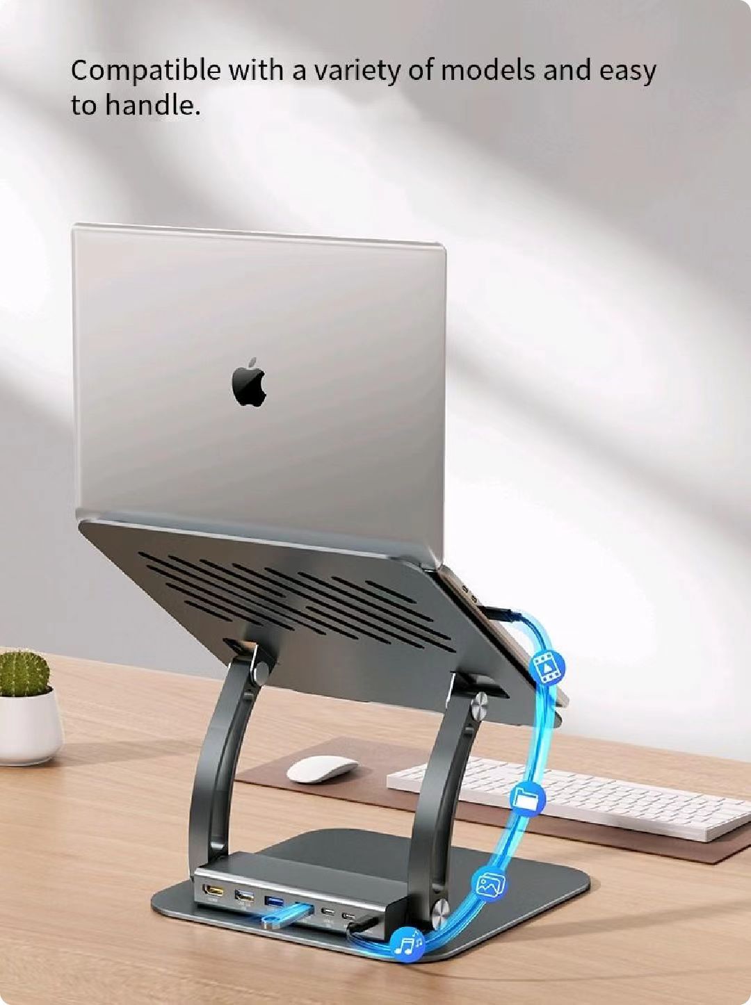 iDock Ergonomic Folding Adjustable Height Notebook Holder Laptop Stand with Docking Station - iDock Laptopstand
