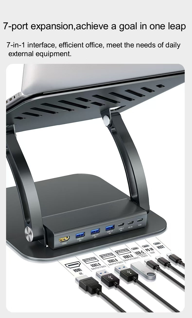 iDock Ergonomic Folding Adjustable Height Notebook Holder Laptop Stand with Docking Station - iDock Laptopstand