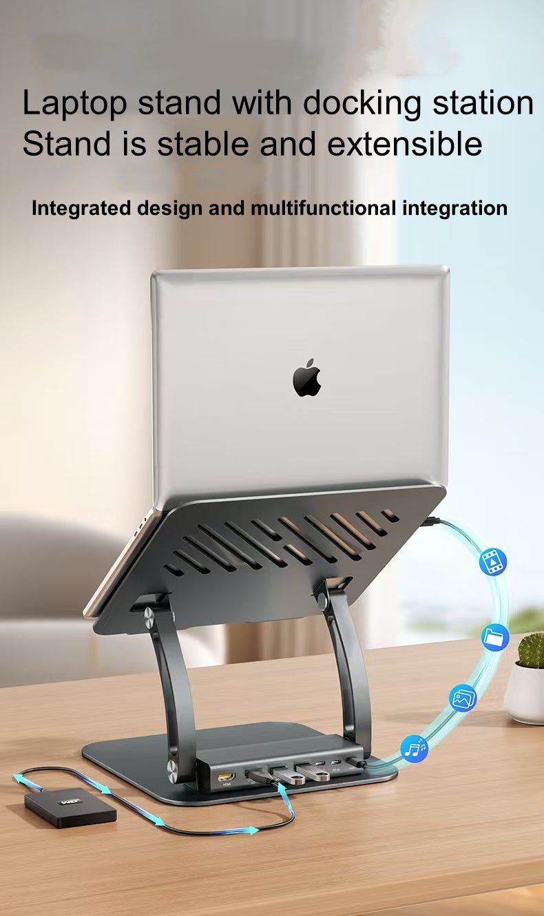 iDock Ergonomic Folding Adjustable Height Notebook Holder Laptop Stand with Docking Station - iDock Laptopstand