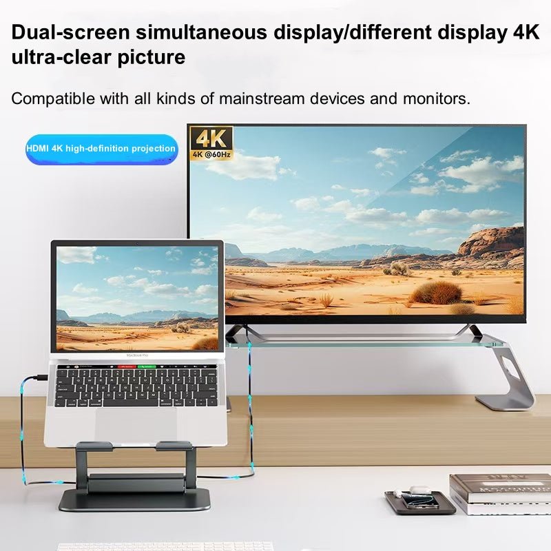 iDock Ergonomic Folding Adjustable Height Notebook Holder Laptop Stand with Docking Station - iDock Laptopstand
