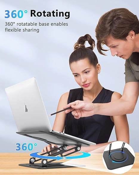 iDock Ergonomic Folding Adjustable Metal Laptop Stand with 360 Rotating Base Compatible with 11 to 16 Inch Notebook - iDock Laptopstand