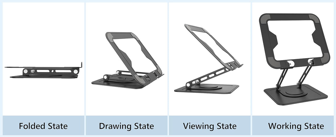 iDock Ergonomic Folding Adjustable Metal Laptop Stand with 360 Rotating Base Compatible with 11 to 16 Inch Notebook - iDock Laptopstand