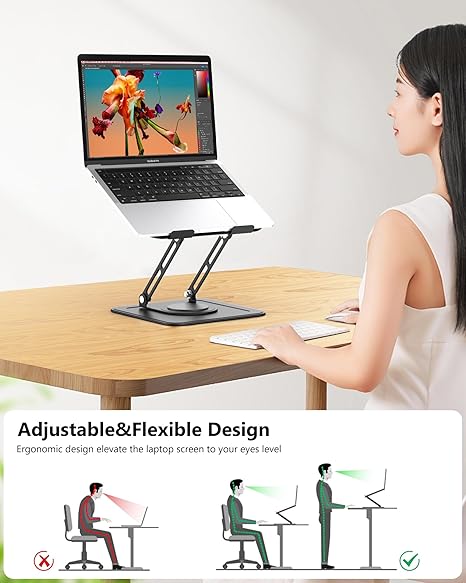 iDock Ergonomic Folding Adjustable Metal Laptop Stand with 360 Rotating Base Compatible with 11 to 16 Inch Notebook - iDock Laptopstand
