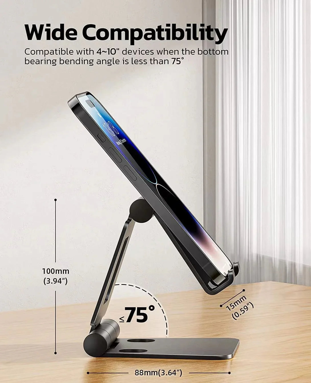 iDock Ergonomic Folding Cell Phone Stand Fully Adjustable Foldable Desktop Phone Holder Cradle Dock - iDock Laptopstand