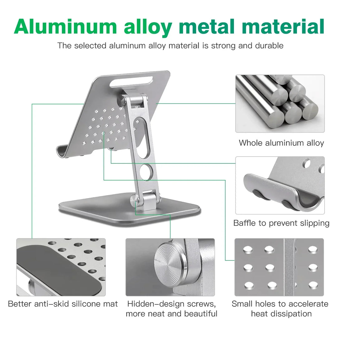iDock Ergonomic Folding Height Adjustable Aluminum Portable Desktop tablet phone Holder Stand - iDock Laptopstand