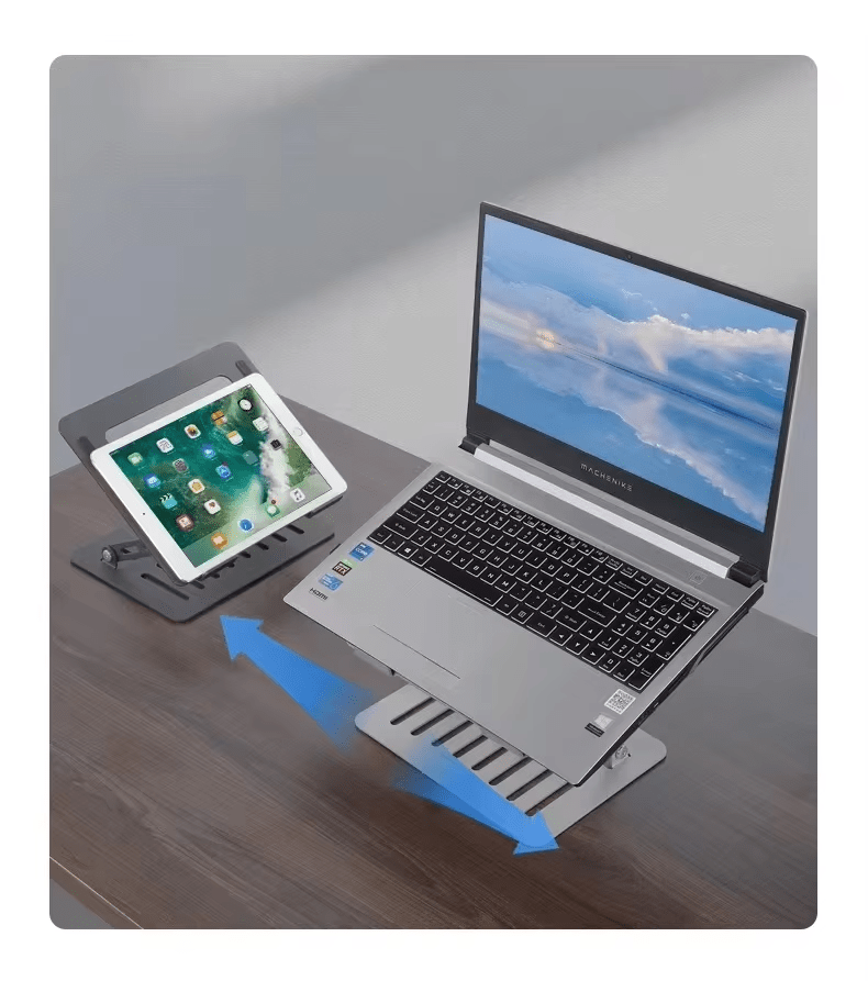iDock Ergonomic Fully Folding Height Adjustable Aluminum Portable Desktop Laptop Stand - iDock Laptopstand