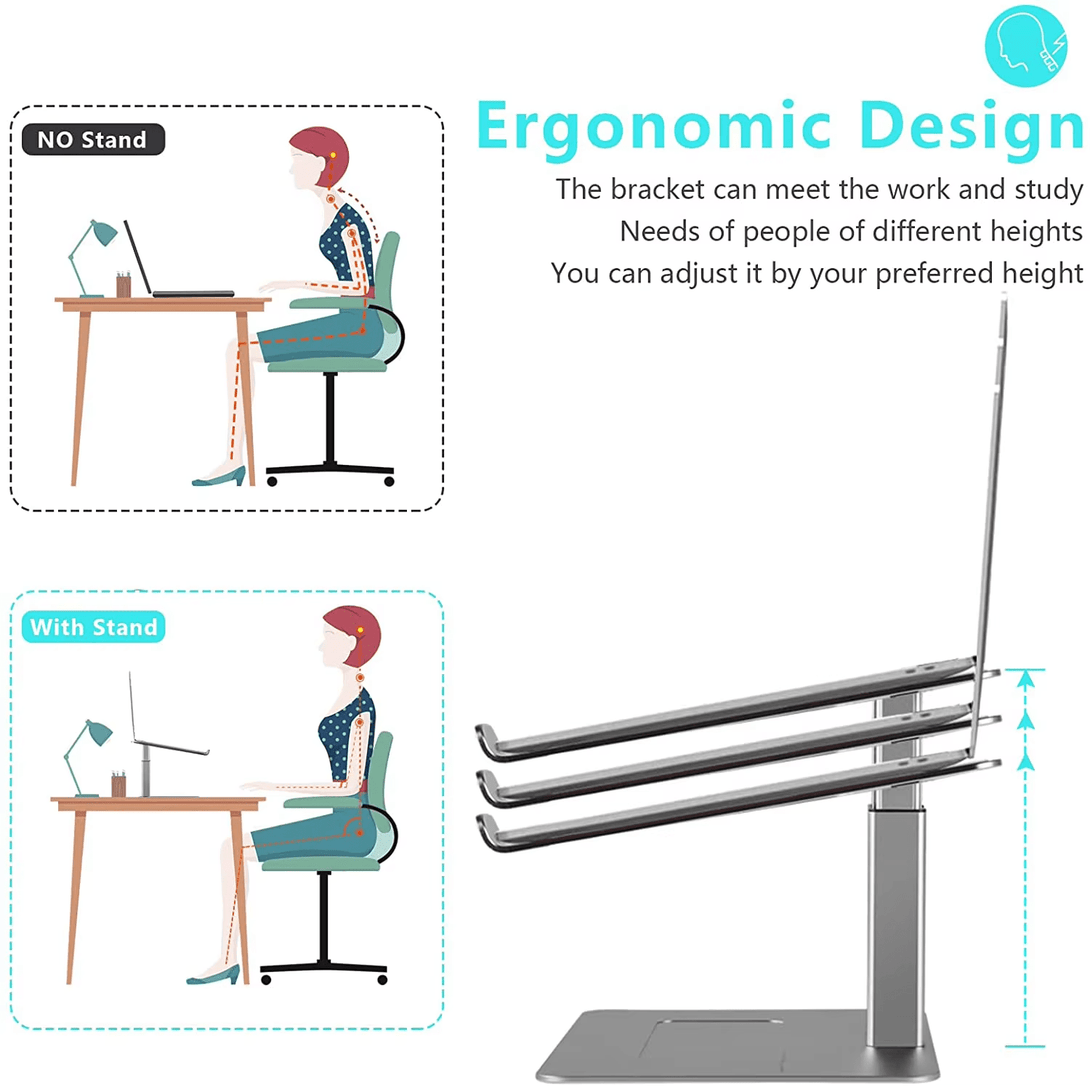 iDock Ergonomic Height Angle Adjustable Laptop Desk Stable Ventilated Laptop Holder Stand For Desk - iDock Laptopstand