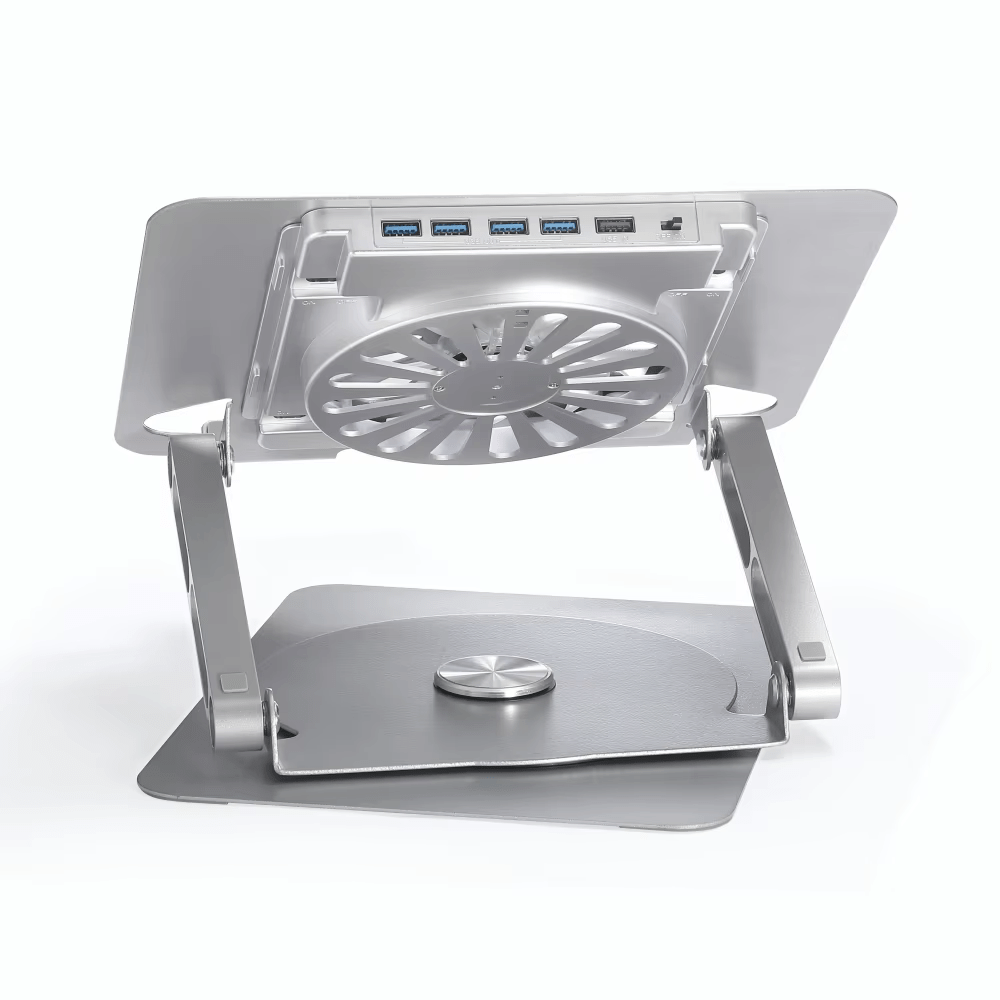 iDock Ergonomic Height Multi - Angle Adjustable Foldable 360 Rotation Laptop Stand With Fan With USB HUB - iDock Laptopstand