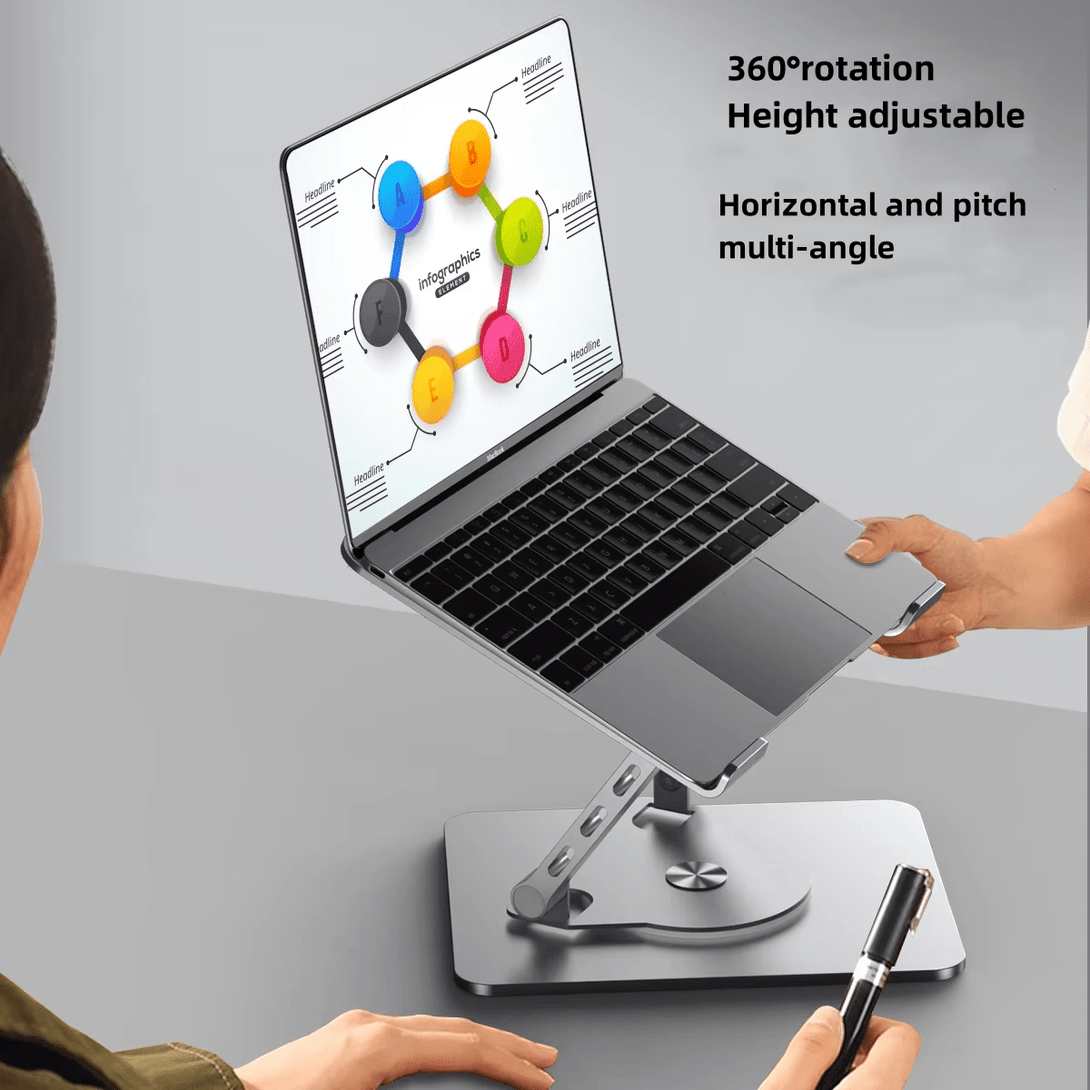 iDock Ergonomic Height Multi - Angle Adjustable Foldable Metal 360 Rotation Laptop Stand Holder - iDock Laptopstand