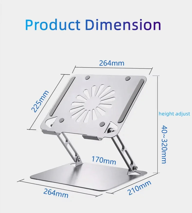 iDock Ergonomic Height Multi Angle Adjustable Foldable Metal Laptop Stand With Fan and USB HUB - iDock Laptopstand