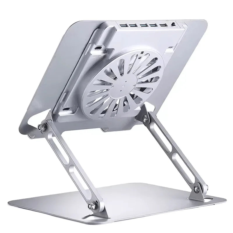 iDock Ergonomic Height Multi Angle Adjustable Foldable Metal Laptop Stand With Fan and USB HUB - iDock Laptopstand