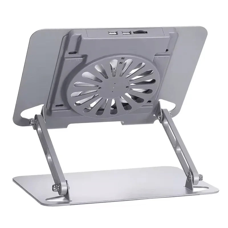 iDock Ergonomic Height Multi Angle Adjustable Foldable Metal Laptop Stand With Fan and USB HUB - iDock Laptopstand