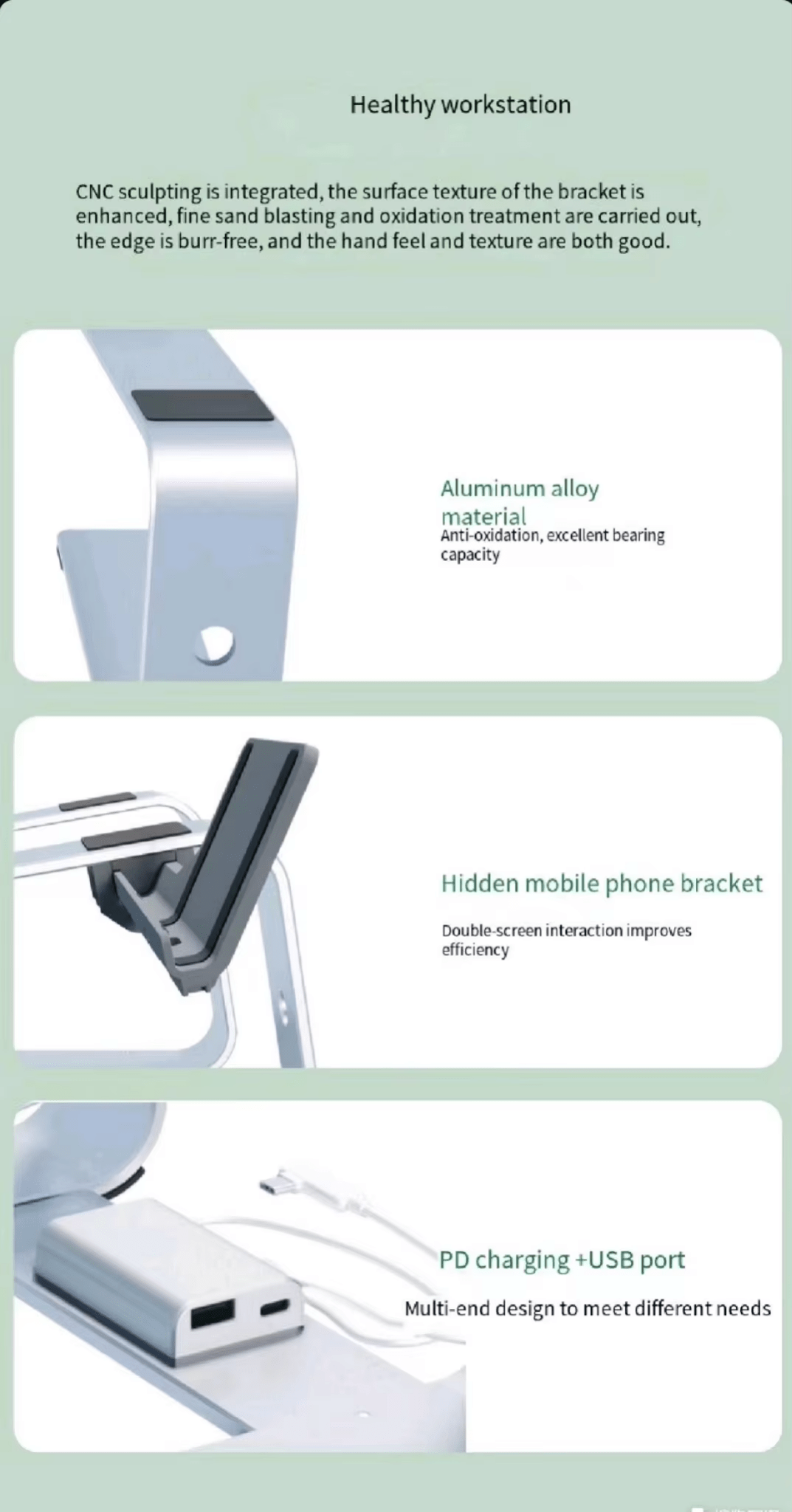 iDock Ergonomic Laptop Mount for Desk Laptop Riser Notebook Stand with Phone Stand - iDock Laptopstand