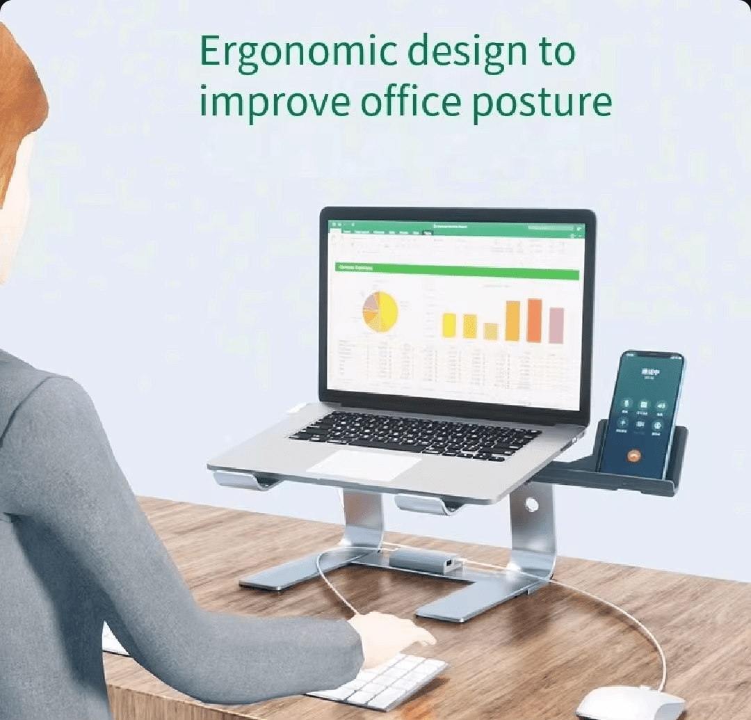 iDock Ergonomic Laptop Mount for Desk Laptop Riser Notebook Stand with Phone Stand - iDock Laptopstand