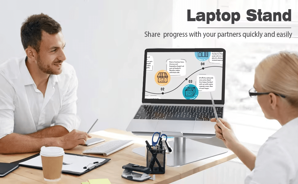 iDock Ergonomic Laptop Notebook Stand Riser 360 Rotating Desktop Holder Compatible with Apple MacBook Air Pro Dell XPS HP Samsung Lenovo - iDock Laptopstand