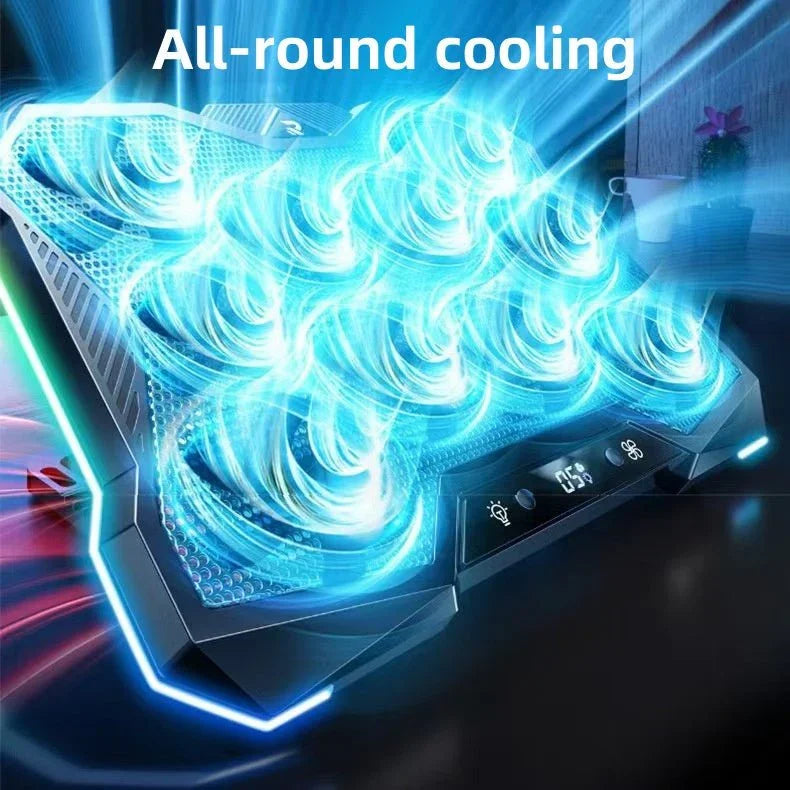 iDock Ergonomic Metal Height Adjustable Ten Core Air Cooled Laptop Cooling Pad with RGB Light - iDock Laptopstand