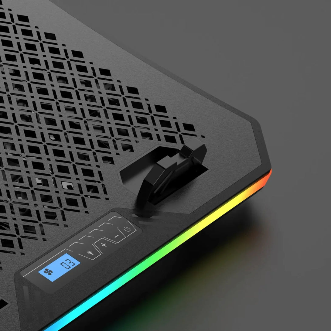 iDock Ergonomic Metal Panel Height Adjustable Cooler for 15.6 - 17 Inch Laptop with Fans and Touch Control RGB Laptop Cooling Pad - iDock Laptopstand