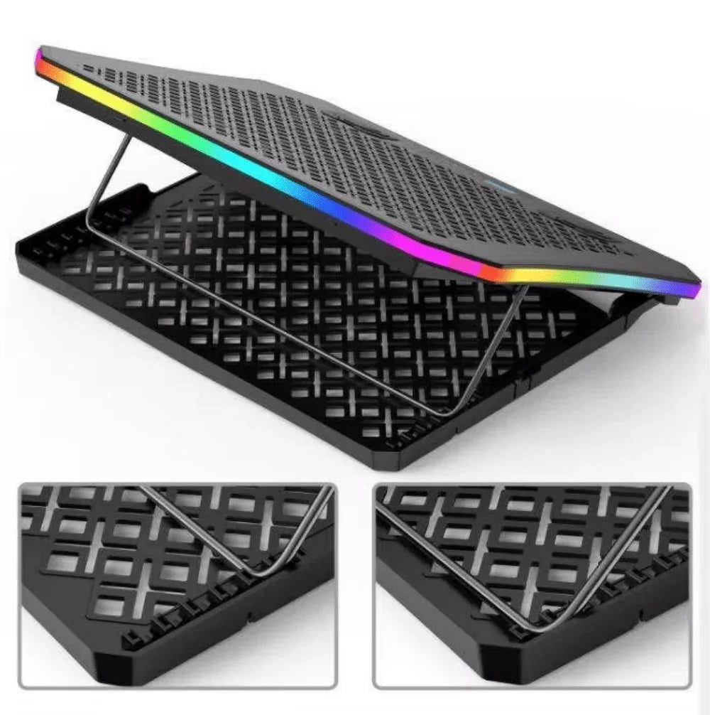 iDock Ergonomic Metal Panel Height Adjustable Cooler for 15.6 - 17 Inch Laptop with Fans and Touch Control RGB Laptop Cooling Pad - iDock Laptopstand