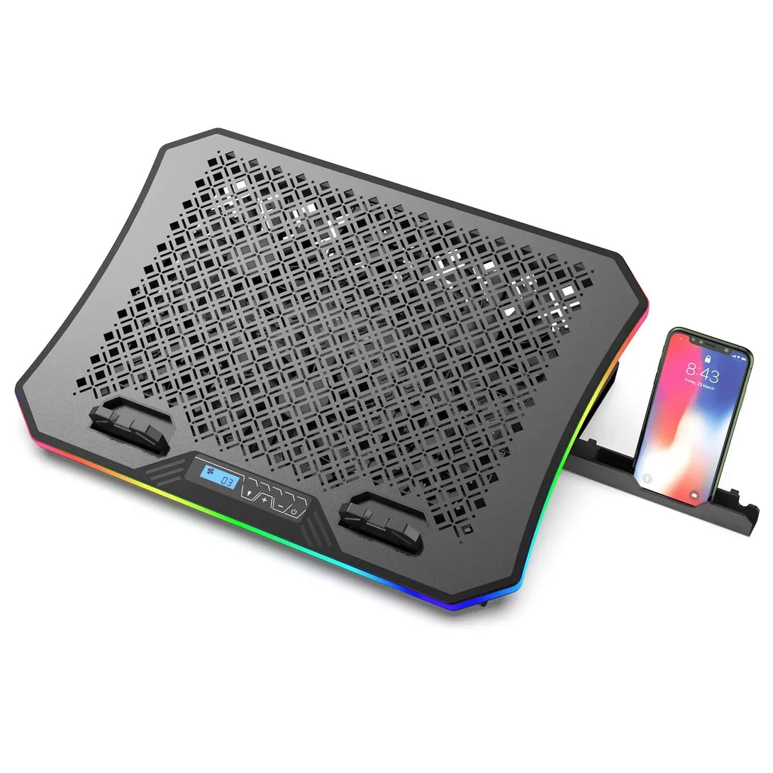 iDock Ergonomic Metal Panel Height Adjustable Cooler for 15.6 - 17 Inch Laptop with Fans and Touch Control RGB Laptop Cooling Pad - iDock Laptopstand