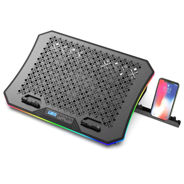 iDock Ergonomic Metal Panel Height Adjustable Cooler for 15.6 - 17 Inch Laptop with Fans and Touch Control RGB Laptop Cooling Pad - iDock Laptopstand