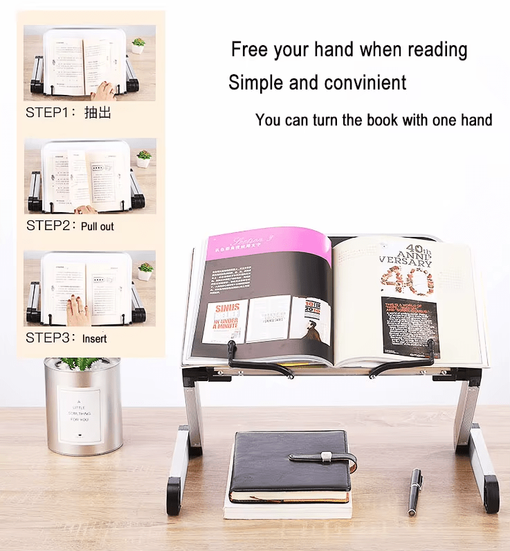 iDock Ergonomic Multi Angle Adjustable Book Holder Tray with Page Paper Clips Book Stand Laptop Stand Book Stand - iDock Laptopstand
