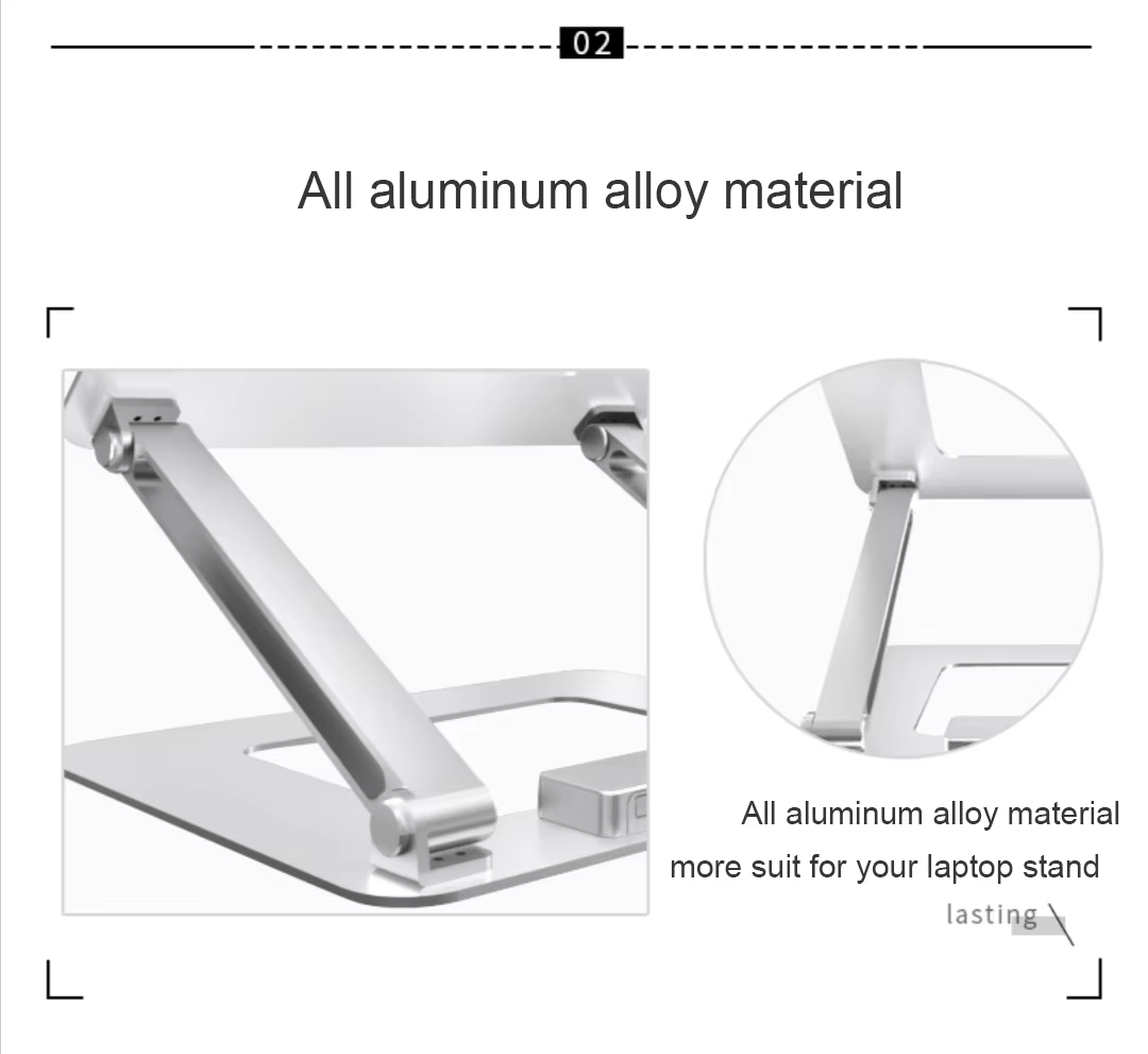 iDock Ergonomic Multi - Angle Height Adjustable Heat Vent Elevate Aluminium Folding Laptop Stand with 2.0 3.0 Type C USB - iDock Laptopstand