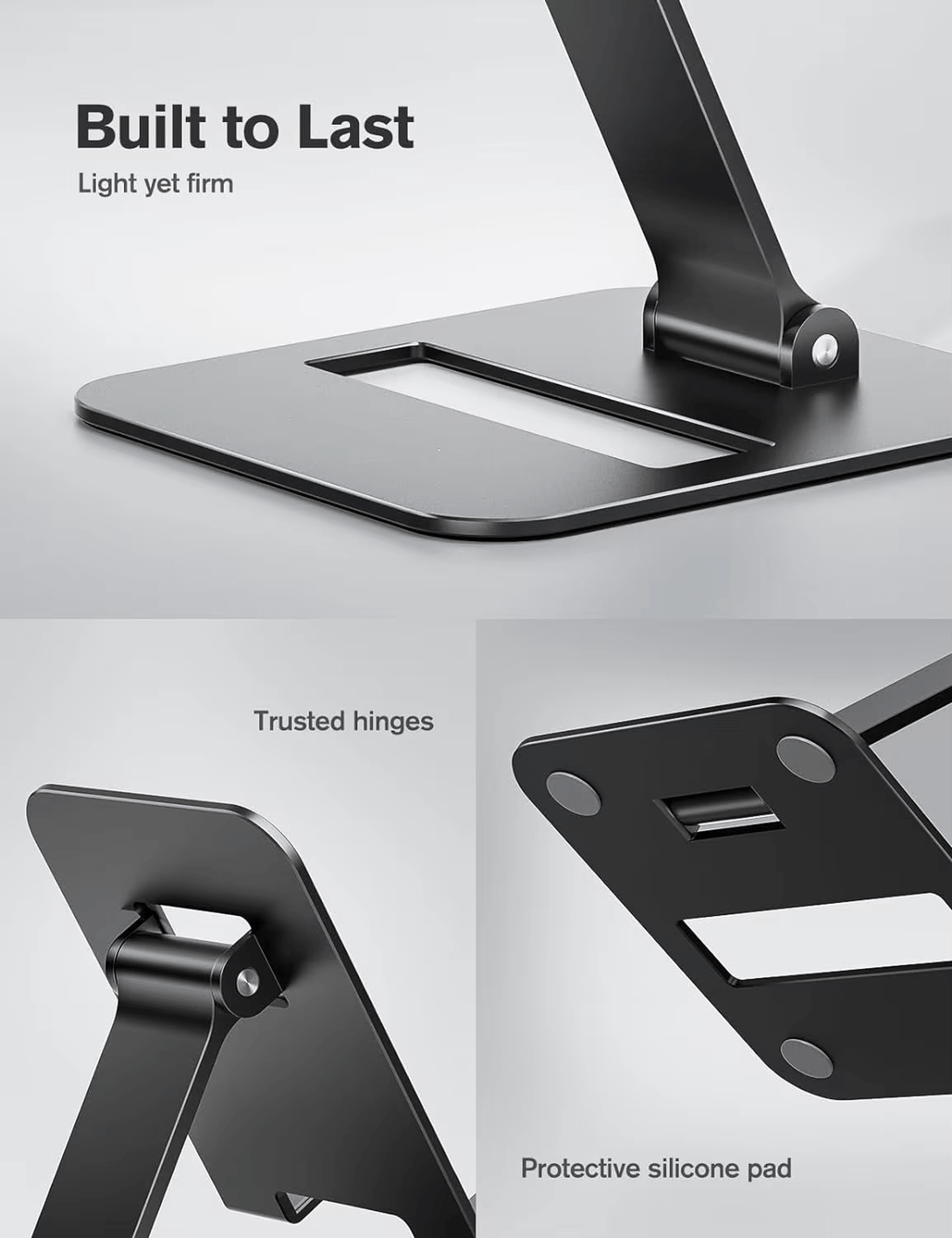 iDock Ergonomic Portable Aluminum Fully Foldable Angle Height Adjustable Desk Cell Phone Stand Holder - iDock Laptopstand