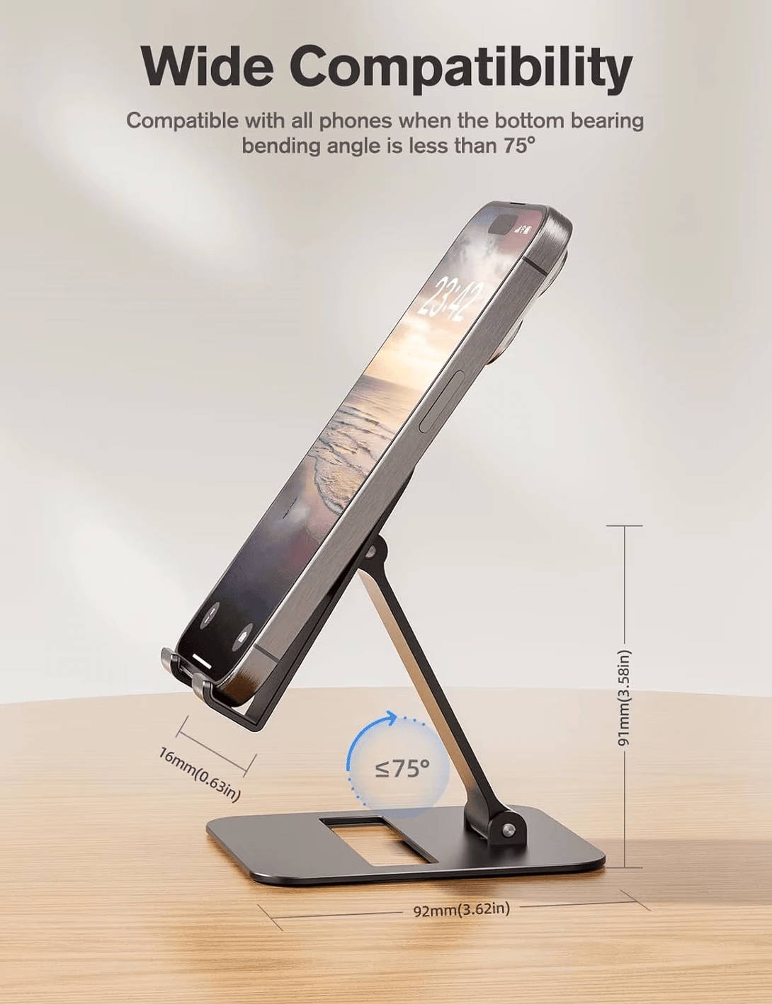 iDock Ergonomic Portable Aluminum Fully Foldable Angle Height Adjustable Desk Cell Phone Stand Holder - iDock Laptopstand
