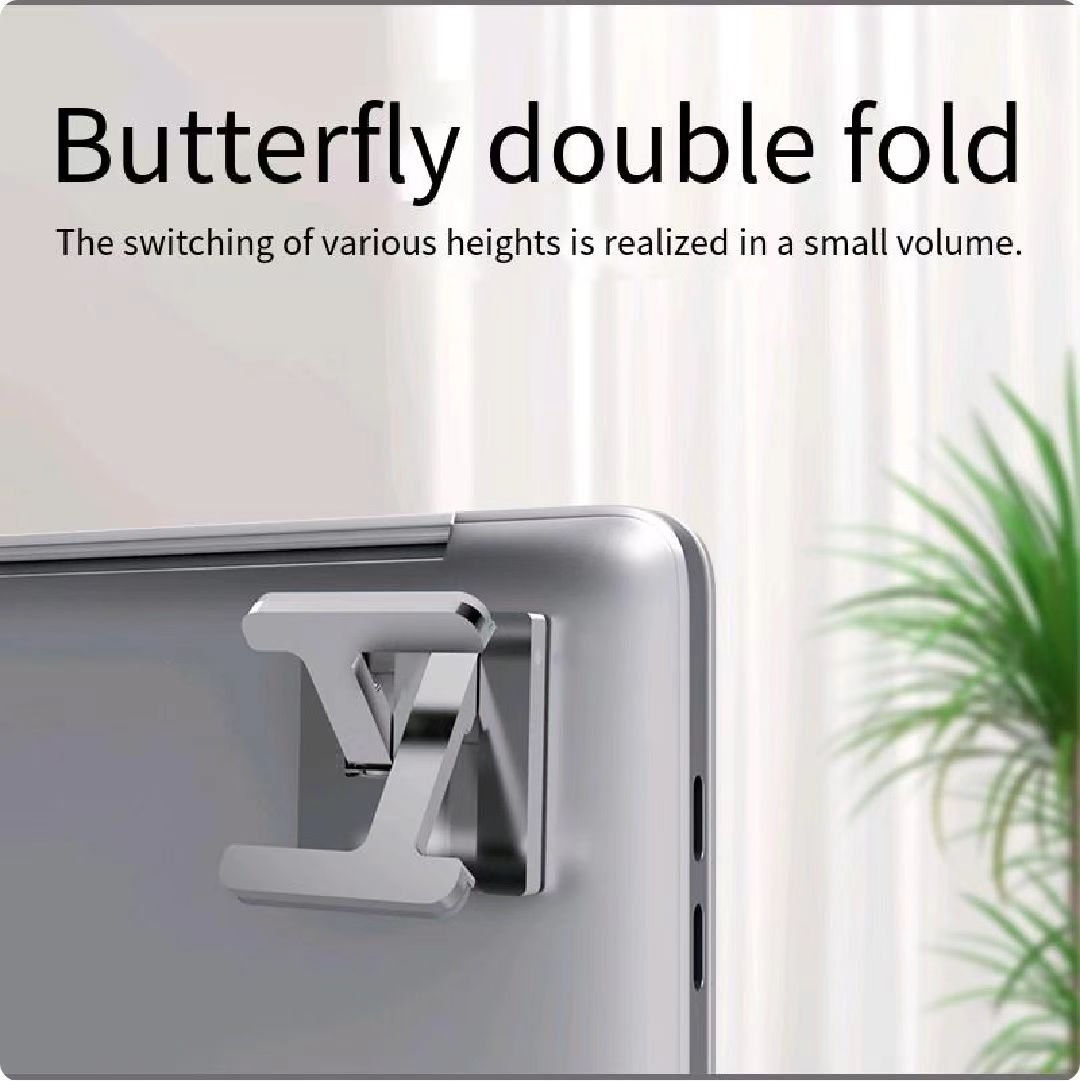 iDock Ergonomic Portable Butterfly Double Folding Notebook Holder Adjustable Angle and Height Aluminum Laptop Stand - iDock Laptopstand
